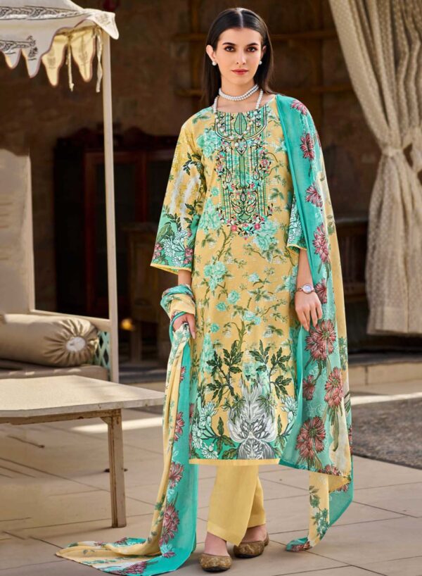 Women's Black Pakistani Print Unstitched Pure Cotton Salwar Suit Material