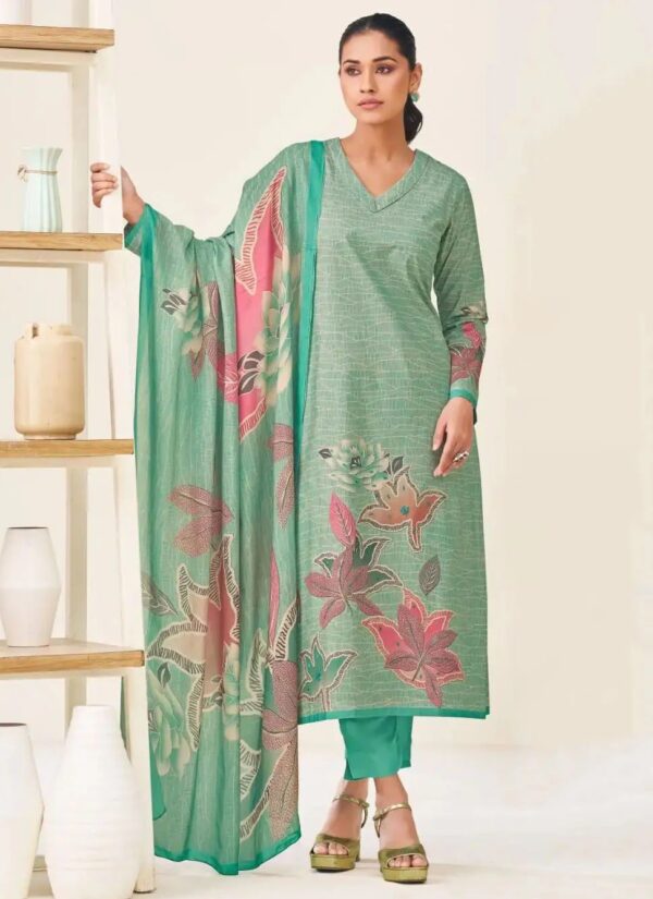 Pure Lawn Cotton Unstitched Suit Dress Material with Muslin Dupatta
